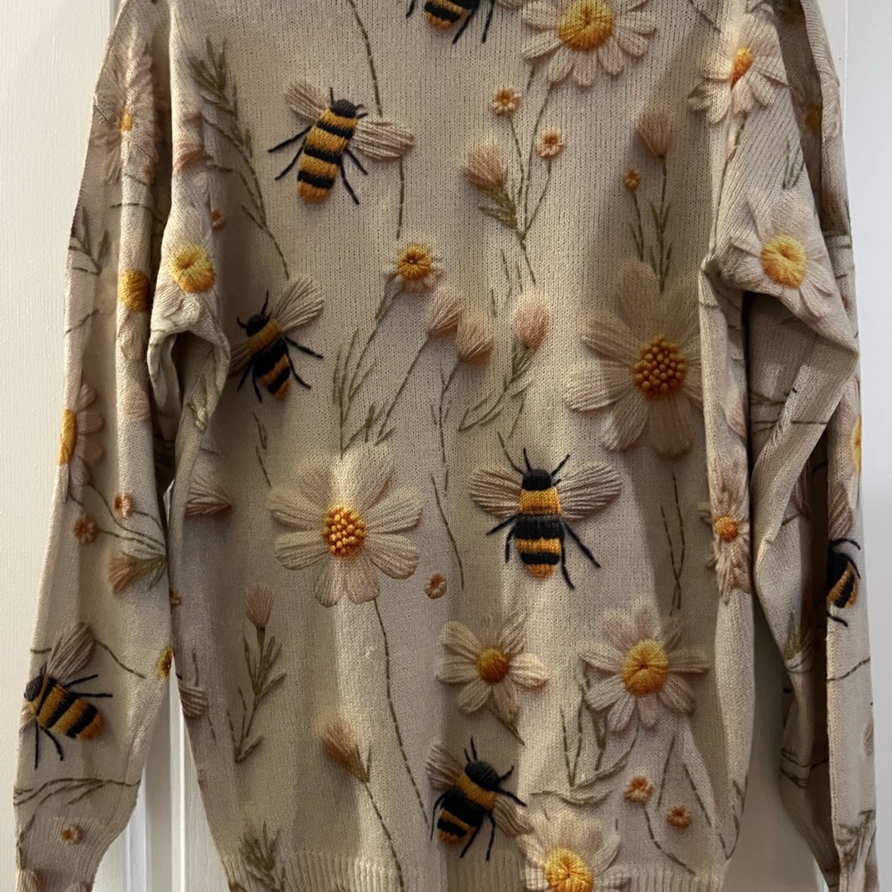 Bee and Floral Patterned Sweater